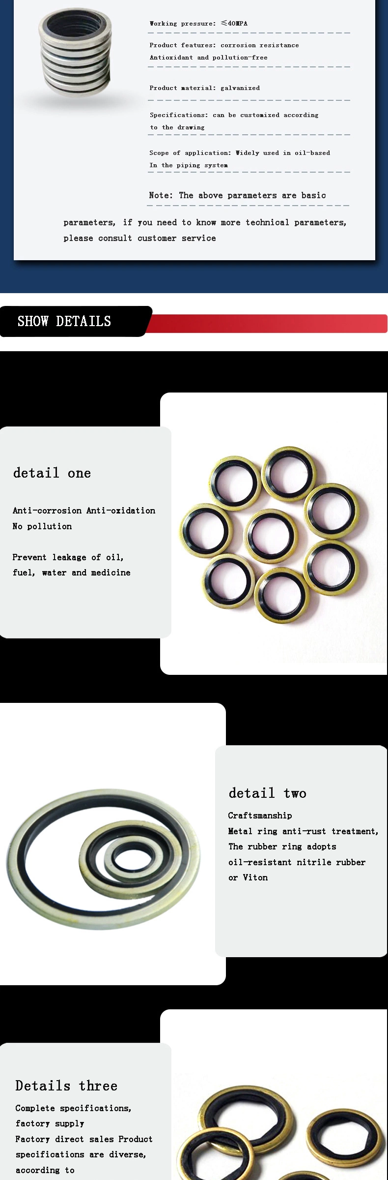 OEM Seal M12 কার্বন স্টিল নাইট্রিল রাবার গ্যাসকেট বন্ডড সিলিং ওয়াশার 1